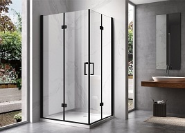 Kabina prysznicowa drzwi składane czarna prostokątna 100x80 KZ12B