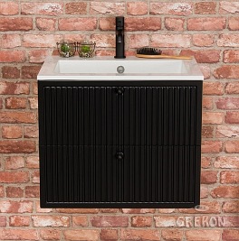 Szafka łazienkowa z umywalką kolor czarny mat wisząca 60 cm Argento Gante