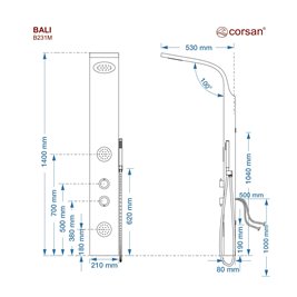 Bali Corsan panel natryskowy bambusowy chrom bateria termostat B-231 zdjęcie 5