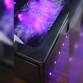 Czarna prostokątna wanna z hydromasażem 160x84 cm Iris 933C Hydrosan