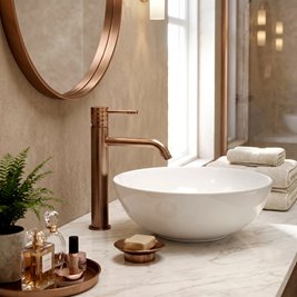Bateria umywalkowa Rea Lungo Diamond miedź