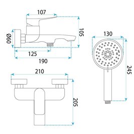 Bateria wannowa chrom Rea Vision REA-B6739 zdjęcie 8