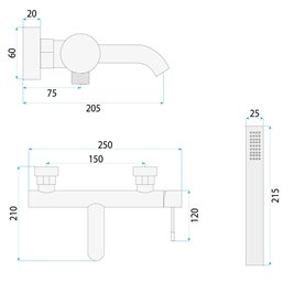 Bateria wannowa Lungo Diamond Rea miedź szczotkowana REA-B2245 zdjęcie 8