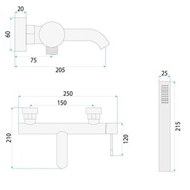Bateria wannowa Lungo Diamond Rea złoto szczotkowane REA-B2244 zdjęcie 7