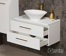 Szafka wisząca biały mat z umywalką nablatową 80 cm Belli Gold Gante