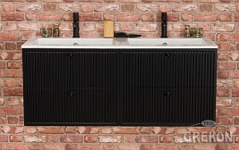 Szafka łazienkowa z podwójną umywalką kolor czarny mat wisząca 120 cm Argento Gante