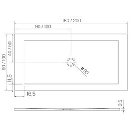 Brodzik prostokątny 180x90 konglomerat New Trendy Nex B-0514