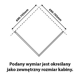 Kabina prysznicowa 70x70 kwadratowa drzwi pełne uchylne KZ04A