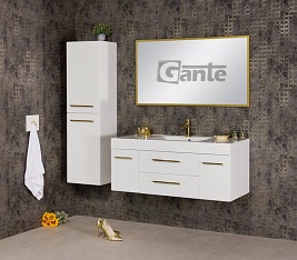 Szafka wisząca biały mat z umywalką 120 cm Nela Belli Gold Gante