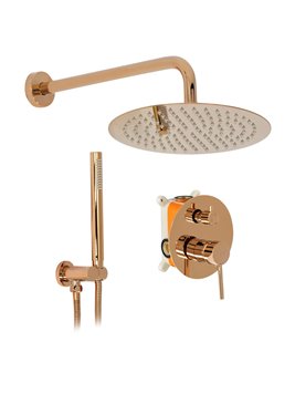 Miedziany połysk zestaw natryskowy podtynkowy Lungo Rea