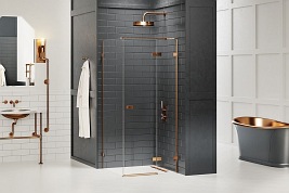 Miedziana szczotkowana kabina prysznicowa prawa 100x110 cm EXK-3591 Avexa New Trendy Copper Brushed