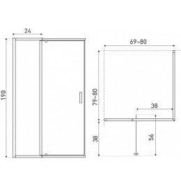 Kabina prysznicowa z regulacją 69-80x80 cm 1-D Dunaj Kerra
