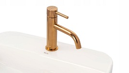 Bateria umywalkowa niska kolor miedzi Lungo Gold Rose Rea