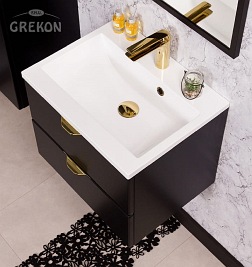 Czarna szafka łazienkowa z umywalką 50 cm Victa