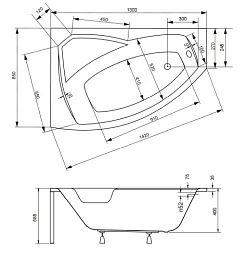 Wanna narożna 130 cm Lewa Rima Besco