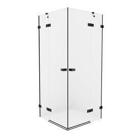 Czarna kabina prysznicowa drzwi uchylne podwójne 80x80 EXK-1608 Avexa Black New Trendy