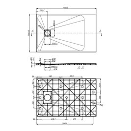 Szary brodzik prysznicowy prostokątny o strukturze kamienia 110x70 cm Riko Hydrosan