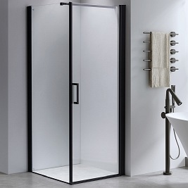 Kabina prysznicowa czarna 90x90 kwadratowa drzwi uchylne BS04B