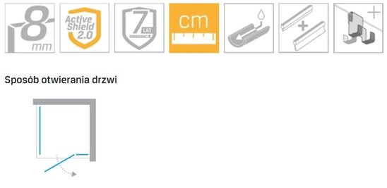 Czarna kabina prysznicowa 80x70 prawa EXK-6400 Eventa Copper Shine New Trendy