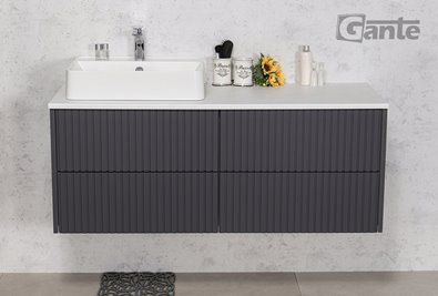 Szafka łazienkowa wisząca frezowana z umywalką 120 cm Mirage kolor szary mat