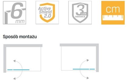 Parawan wannowy ruchomy 120x140 cm New Soleo P-0027