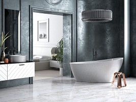 Wanna wolnostojąca + klik-klak chrom srebrna Keya Glam Besco 165x70 cm