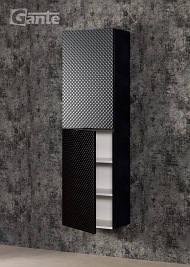 Regał łazienkowy wiszący szklane fronty czarny uchwyt Glow Gante