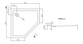 Brodzik prysznicowy pięciokątny czarny 90x90 BKB022PKB Sea-Horse