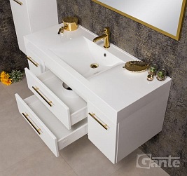 Szafka wisząca biały mat z umywalką 120 cm Nela Belli Gold Gante