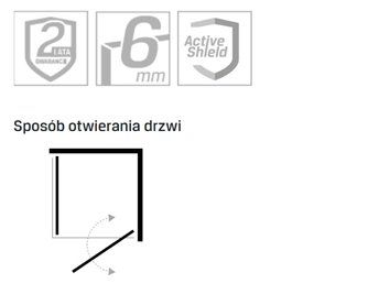 Kabina prysznicowa 90x90 prawa Superia Black New Trendy K-0604