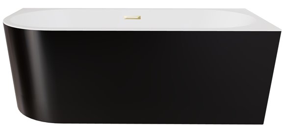 Wanna przyścienna czarno-biała narożna prawa syfon z przelewem złoty 170 cm Zoya B&W Besco WAS-170ZBPZ