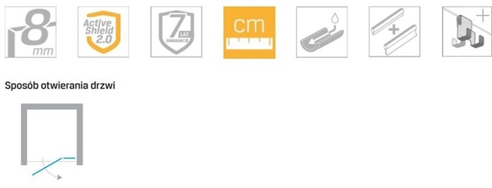 Miedziane drzwi prysznicowe uchylne 80 cm prawe EXK-6353 Eventa Copper Shine New Trendy