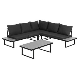 Zestaw mebli ogrodowych metalowych stół i narożnik Toba kolor czarny