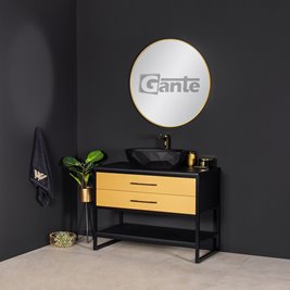 Szafka stojąca z czarną umywalką kolor czarno złoty loft 100 cm seria New York