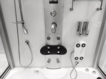 Biała prostokątna kabino wanna z hydromasażem + sauna 145x85 cm MO-09944A-145BS