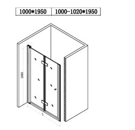 Drzwi prysznicowe łamane do wnęki 100 cm czarny profil SH01C
