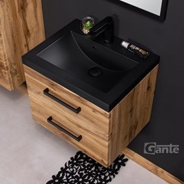 Szafka wisząca z czarną matową umywalką 50 cm kolor dąb naturalny 39/2 seria Fokus Loft Gante