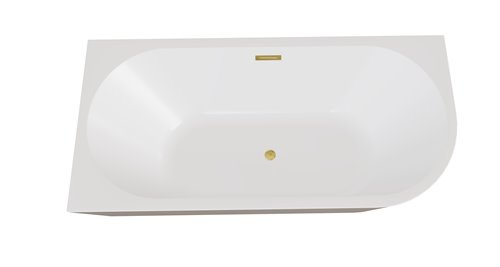 Wanna przyścienna czarno-biała narożna lewa syfon z przelewem złoty 170 cm Zoya B&W Besco WAS-170ZBLZ