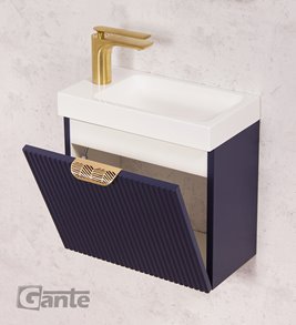 Szafka łazienkowa wisząca z umywalką granatowy mat 40 cm Fresco Gante