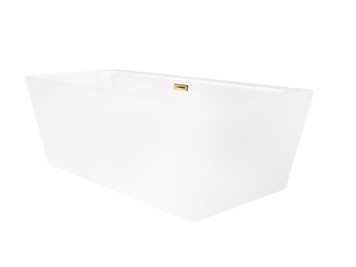 Wanna akrylowa, przyścienna wolnostojąca Iseo Corsan 150 cm korek klik-klak złoty