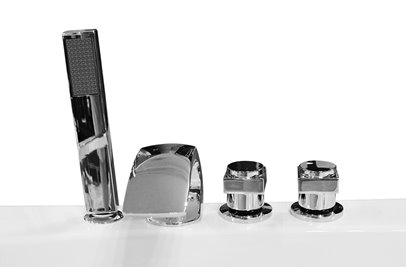 Wanna z hydromasażem narożna 135x135 cm MO-0057 biały zagłówek