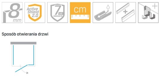 Kabina prostokątna przyścienna prawa 90x80 EXK-0177 Eventa New Trendy