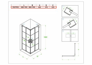 Kabina prysznicowa kwadratowa loftowy styl 90x90 czarne szprosy BL32B