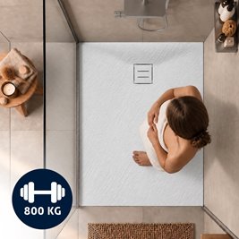 Brodzik prostokątny biały struktura kamienia smc 100x80 Magnum White Rea zdjęcie 2