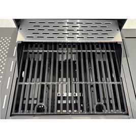 Grill gazowy APOLLO-A kolor czarny ruszt żeliwny moc 8,5 kW + pokrowiec + palnik boczny