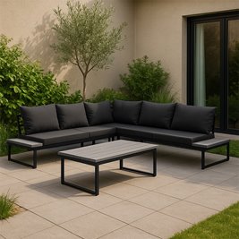 Zestaw mebli ogrodowych metalowych stół i narożnik Toba kolor czarny