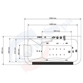 Wanna z hydromasażem przyścienna 150x80 cm MO-0061-150