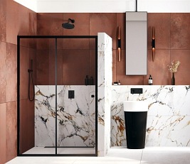 Czarne drzwi prysznicowe przesuwne 110 cm Duo Slide Black Besco