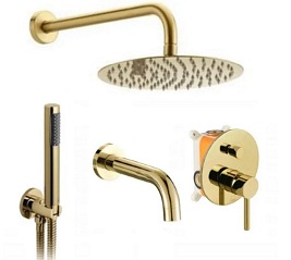 Złoty zestaw wannowo prysznicowy Lungo Gold Rea