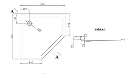 Brodzik prysznicowy pięciokątny czarny niski 90x90 BKB022PPB Sea-Horse